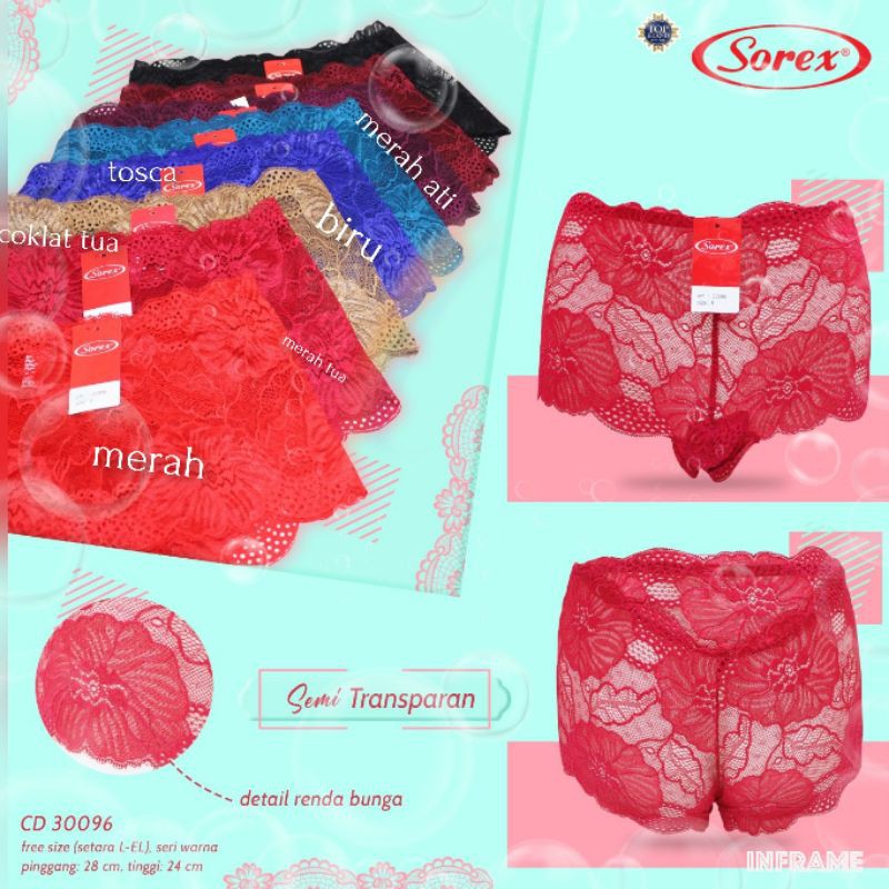 Sorex Brukat renda bruklat 30096/30099/30124/30125 celana dalam wanita free size ( setara L to XL)