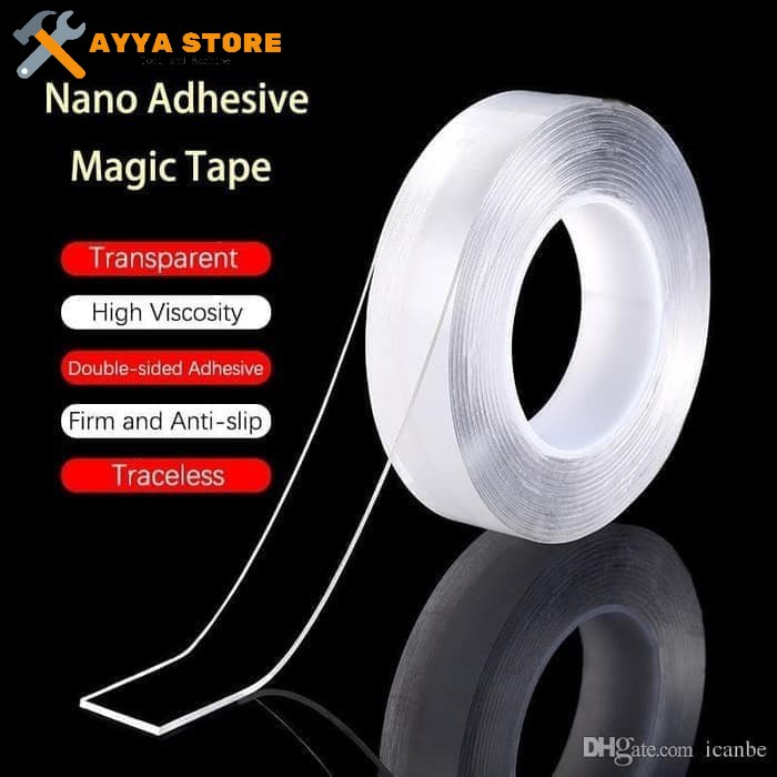 

NANO TAPE 5 Meter Double Sided Waterproof Washable Transparan Bening Ayya