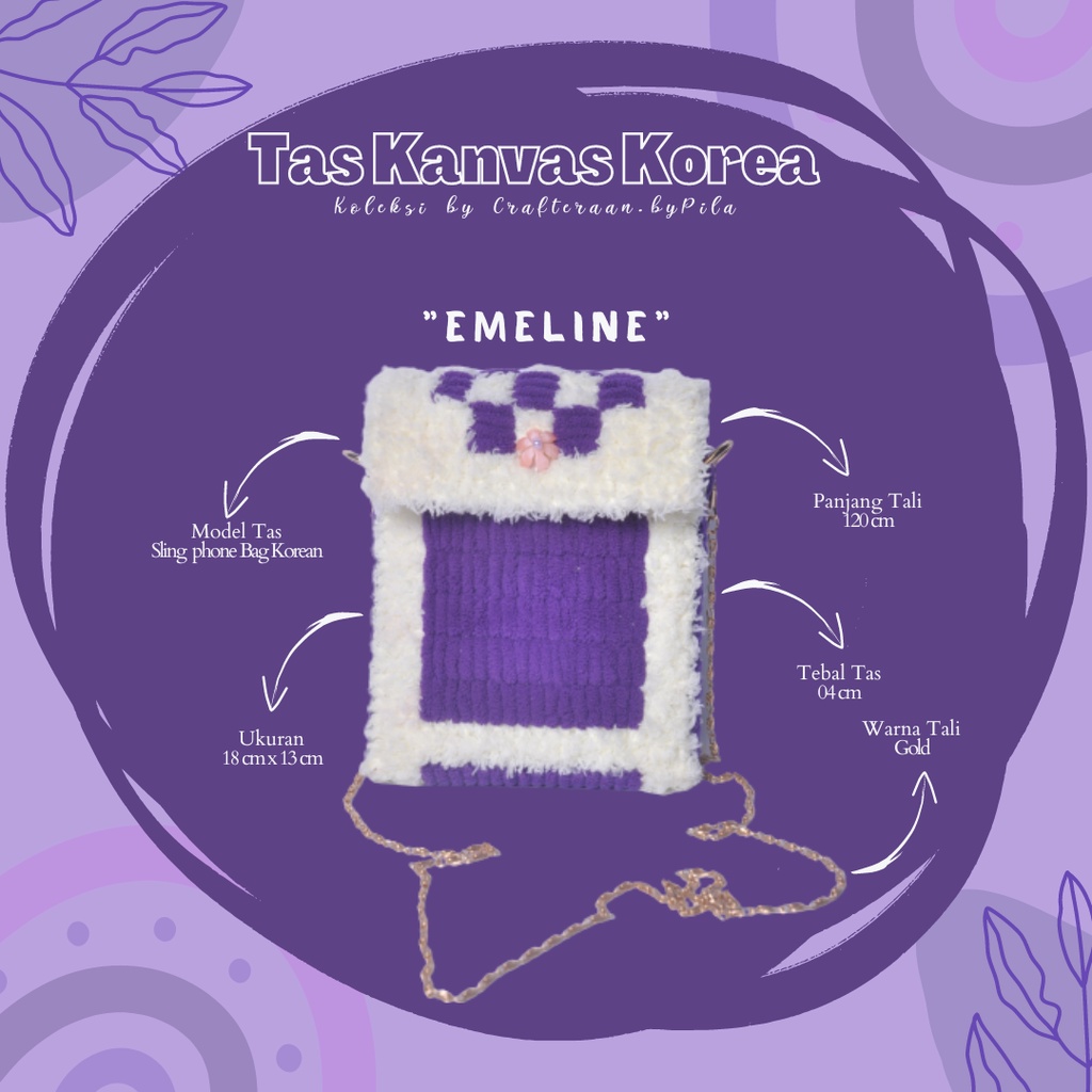 TAS RAJUT KANVAS HP | TAS HP HANDMADE | SLING PHONE BAG | TAS KANVAS ORIGINAL | PLASTIC KANVAS BAG |