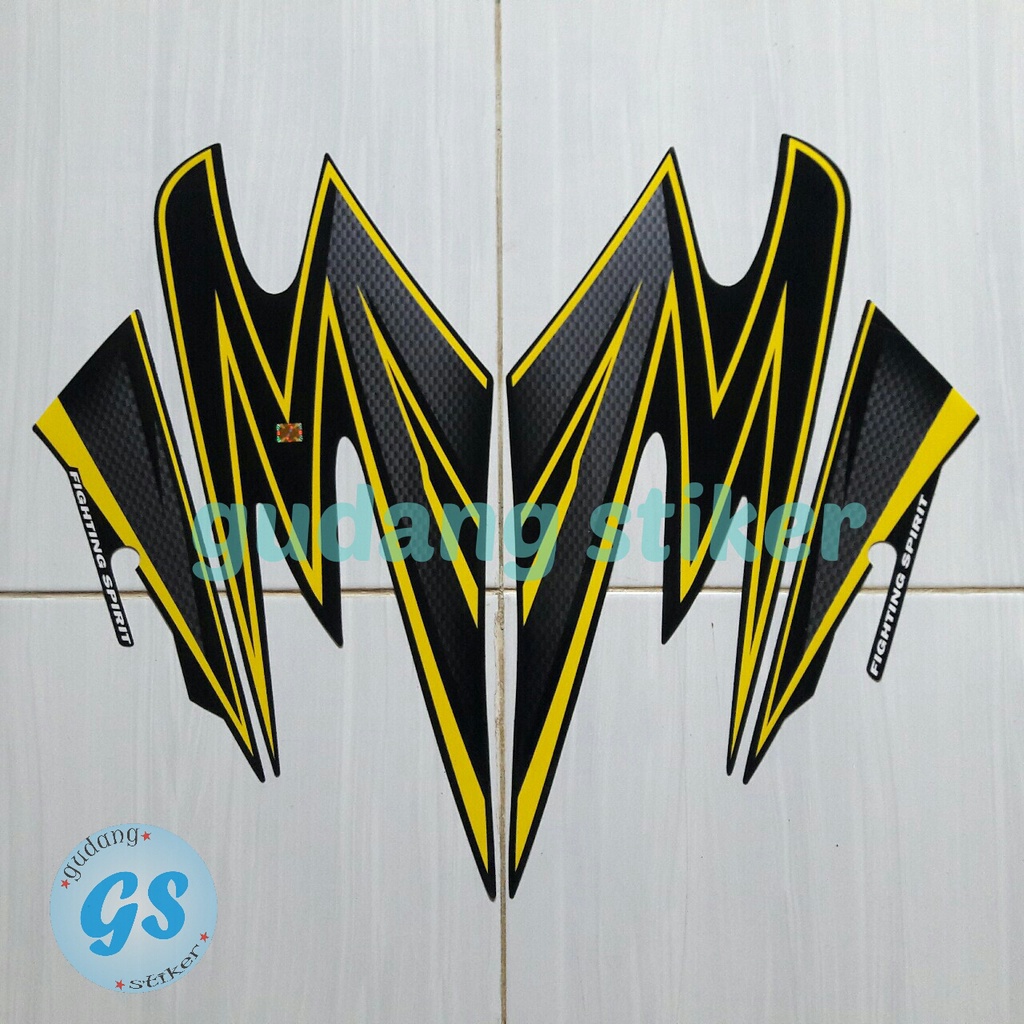 STIKER STRIPING LIS  MOTOR YAMAHA RX KING 2003 FULL HITAM-KUNING