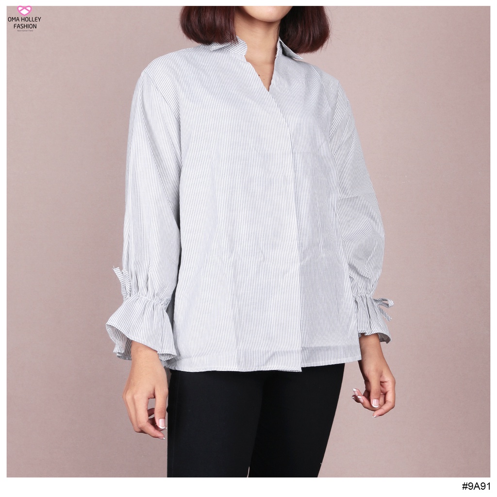 (COD) OH Fashion Giants Blouse Salur V-Neck #9A91