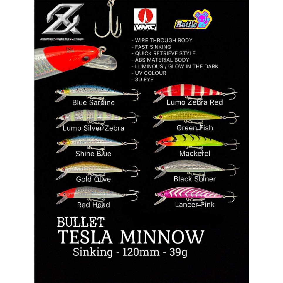 Lure AXZ BULLET TESLA MINNOW (12cm / 39gram) SINKING