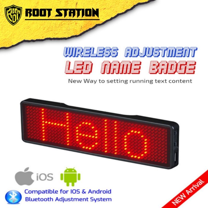 

Running Text Name Wirelles Bluetooth LED Name Badge / Name Tag Running Text - Merah