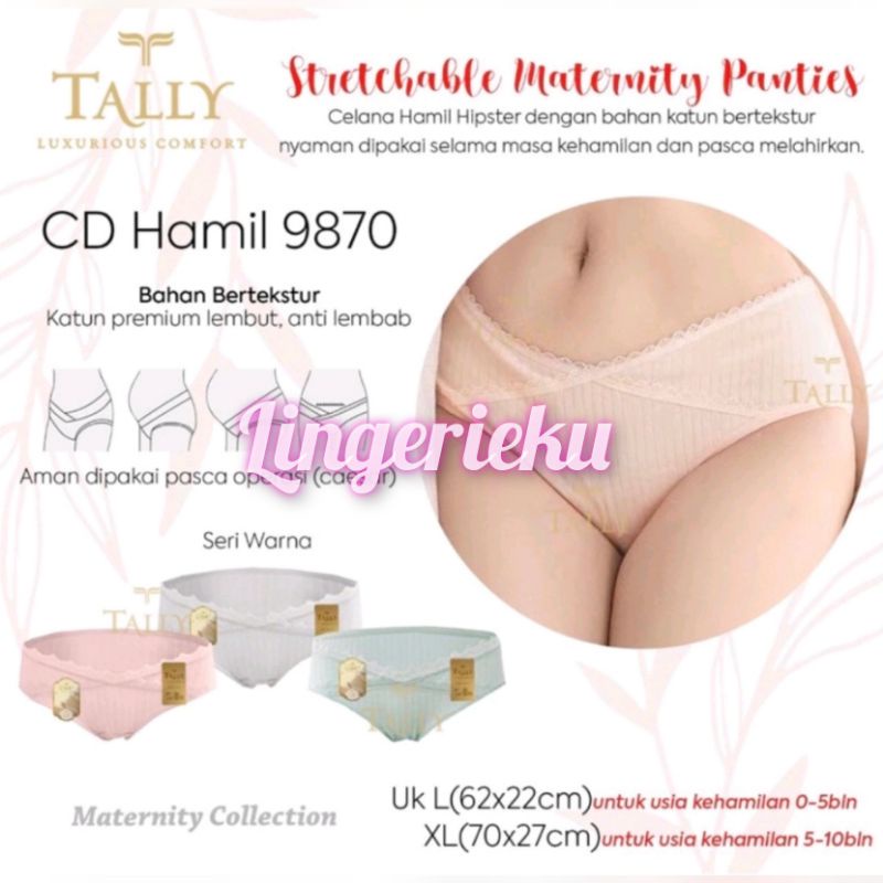 Tally 9870 CD Celana Dalam Ibu Hamil Model Hipster / Maternity Panty Tally Size L XL