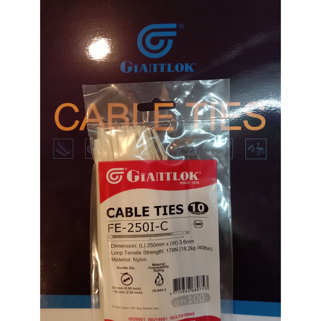 Cable Ties 25cm / Kabel Ties 25cm Merk GIANTLOK - Putih