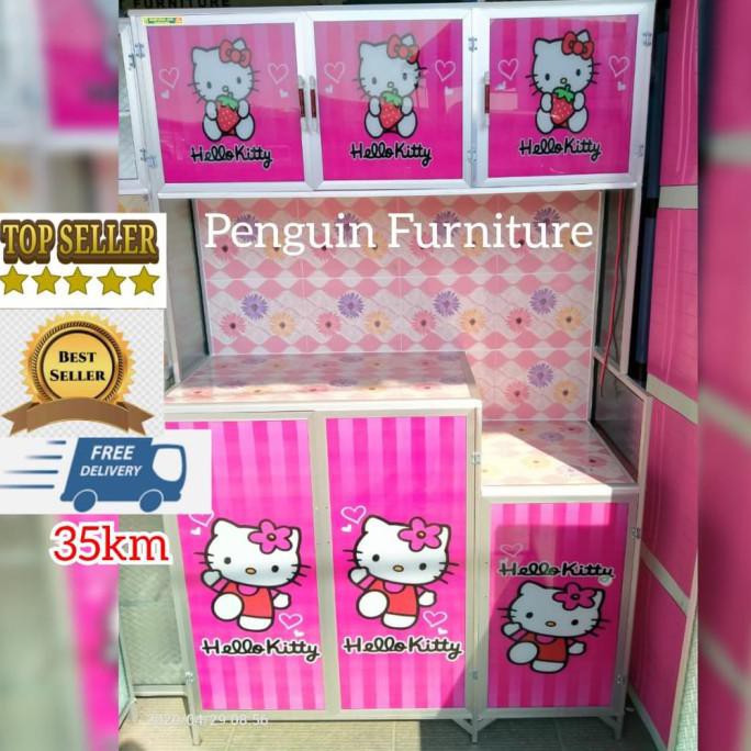 Rak Piring 3 Pintu Magic Com Kaca Full Lukis Karakter Bawah Keramik Rismayolashop