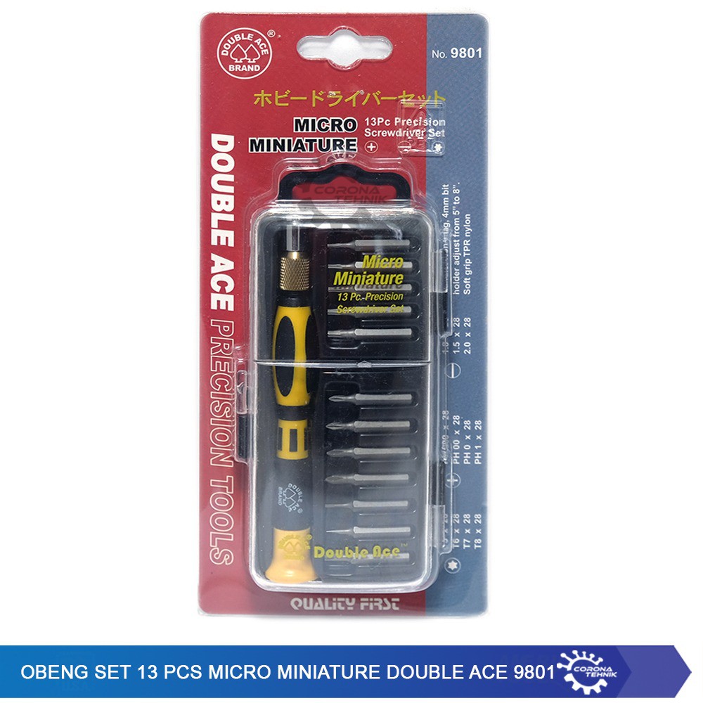 Obeng Set 13 Pcs Micro Miniature Double Ace 9801