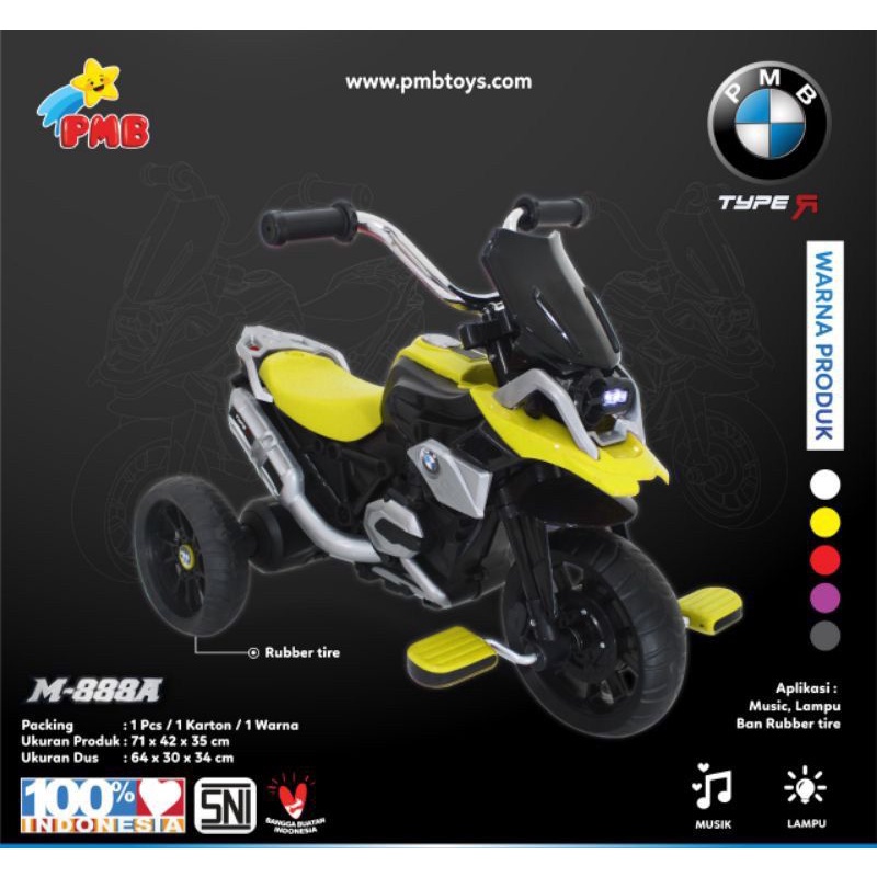 Sepeda Motor Aki Anak PMB M 888 / M 888A Gowes Mainan Anak Murah Tricycle M888