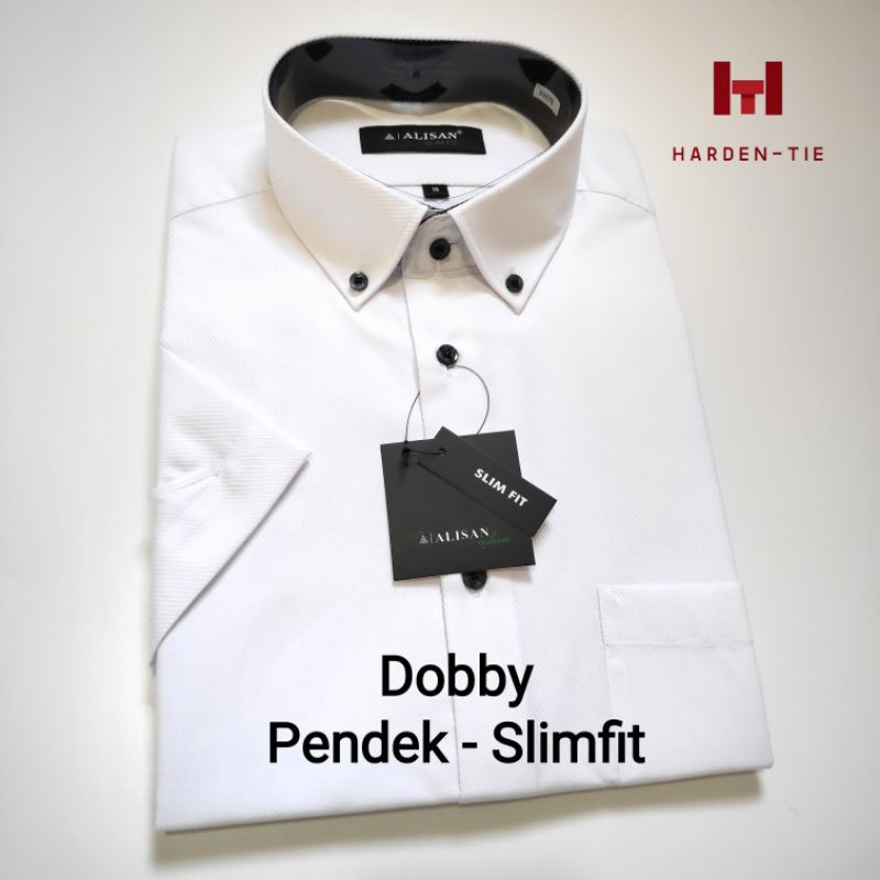 KEMEJA ALISAN DOBBY REGULER DAN SLIM PENDEK PUTIH