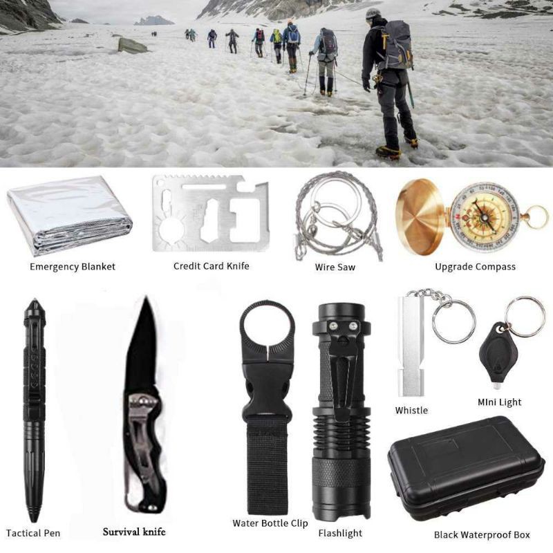 Peralatan Survival Kit 11in1 EDC Tool Multifunctional First Aid SOS Tools