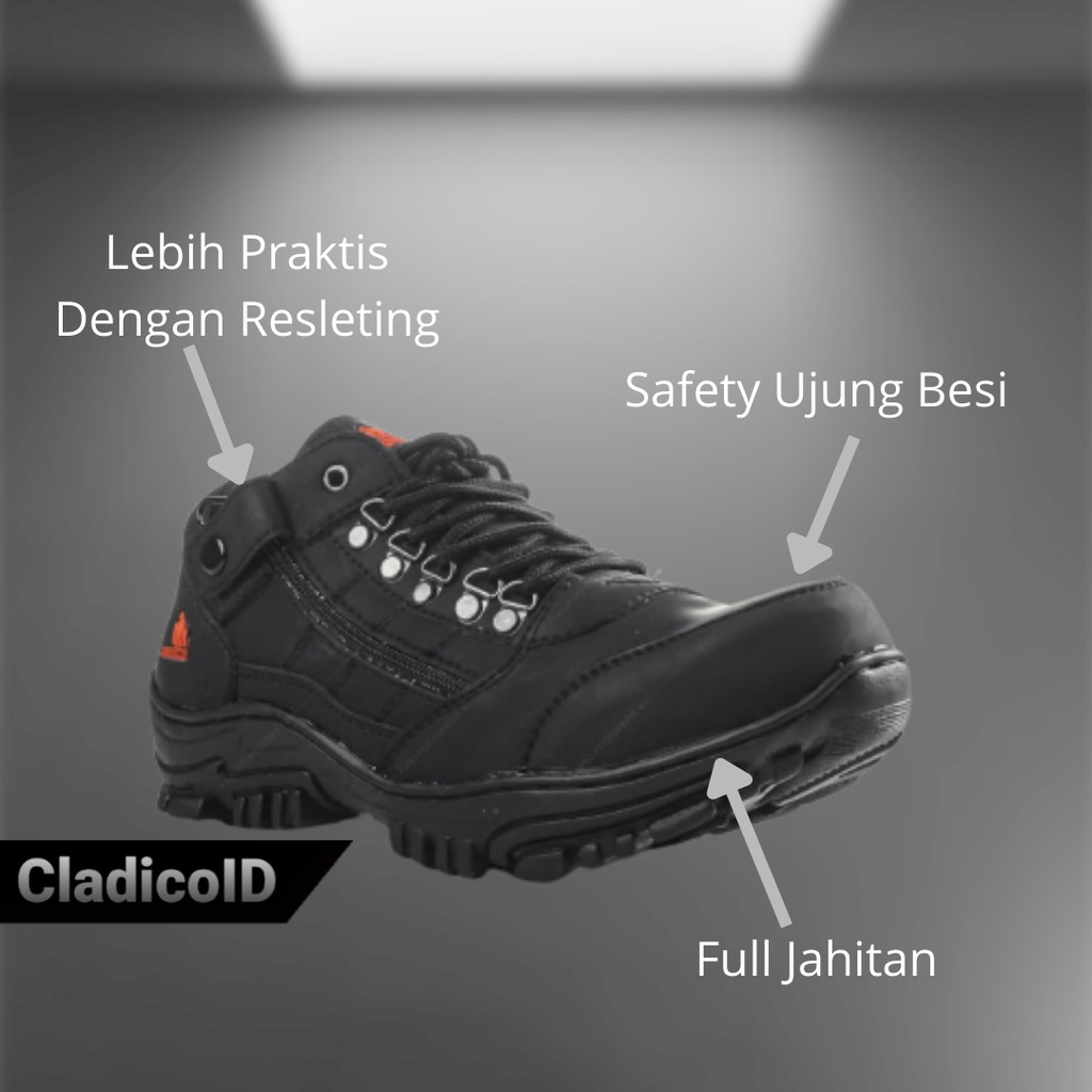 Sepatu Safety Pria Boot Pendek Ujung Besi Cocok Dipakai Kerja Lapangan Outdoor Proyek Hiking Mendaki Gunung Sefty Shoes Modern Keren Sylish Anak Muda Sepatu Cladico