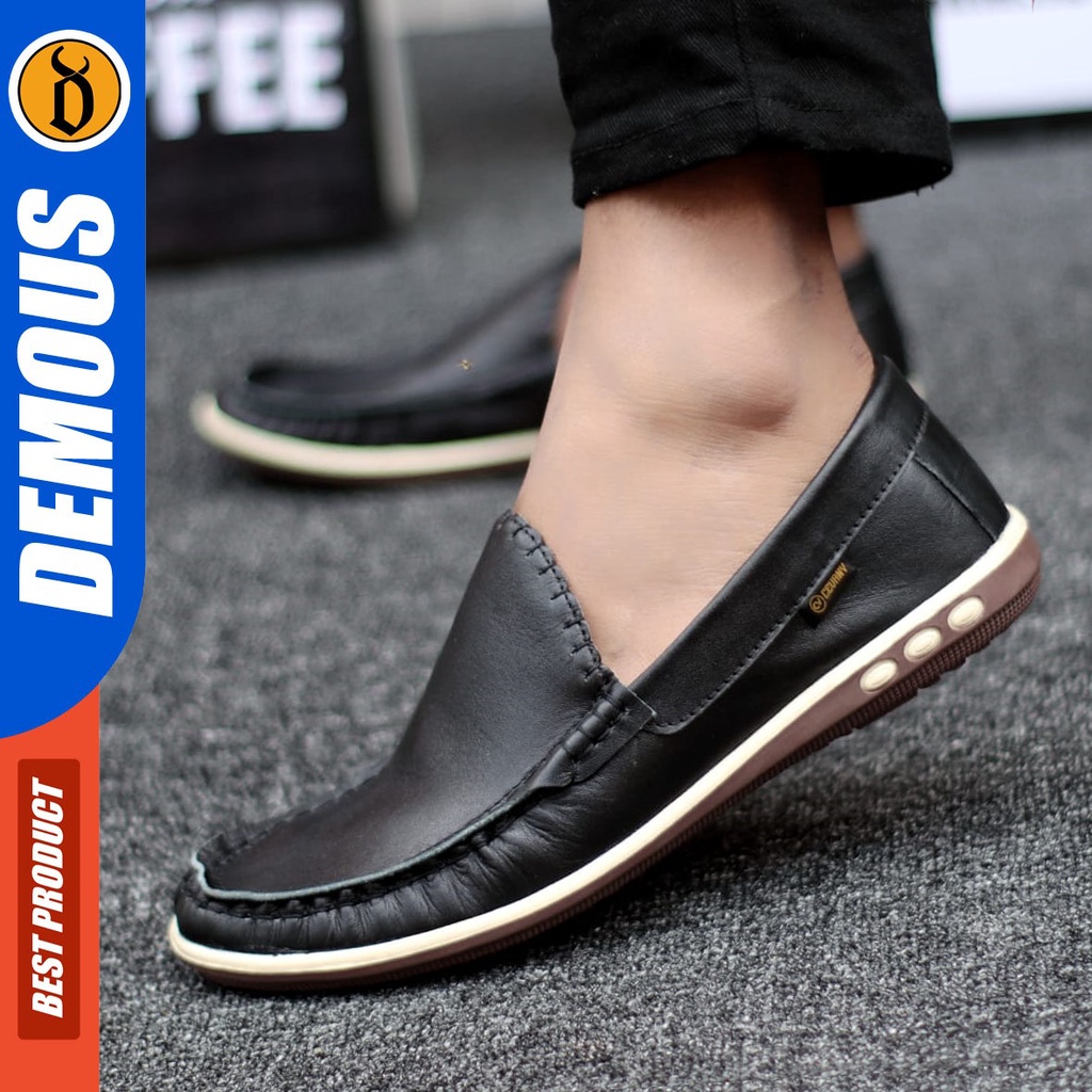 DEMOUS Myth - Sepatu Casual Slip On Kerja Pria Kulit Asli