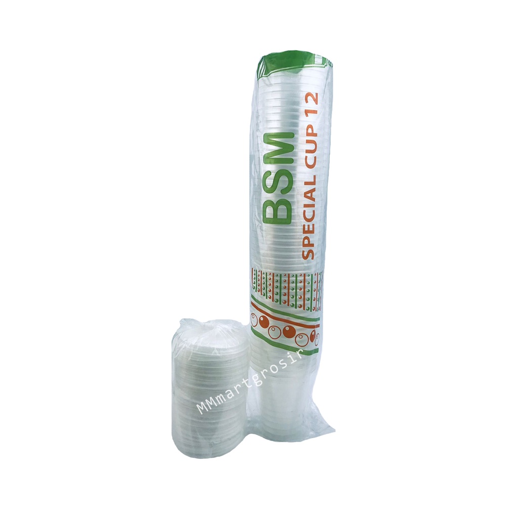 Bsm Special cup 12 / Gelas plastik+tutup / gelas plastik putih polos  / Isi 50 pcs / 12 oz