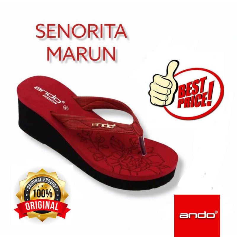 SANDAL WANITA WEDGES - ANDO SENORITA ORIGINAL (MAROON)