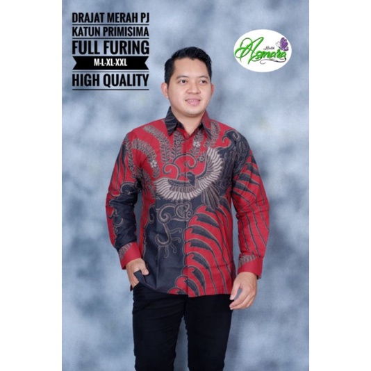 batik pria DRAJAD MERAH kemeja batik pria furing batik solo premium