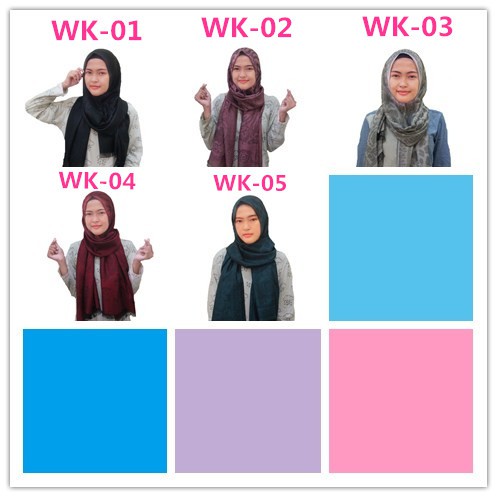 PASHMINA kerudung katun motif WANA KATUN tepi rawis