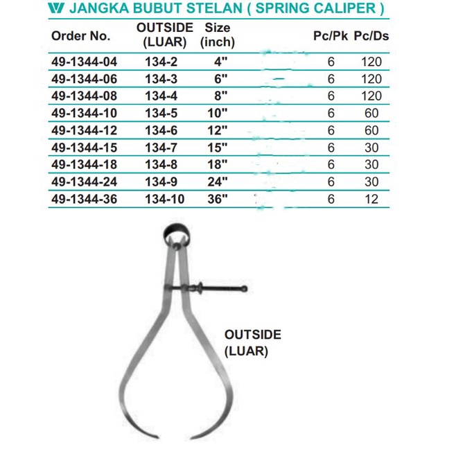 

Jangka bubut setelan wipro outside (luar) spring caliper