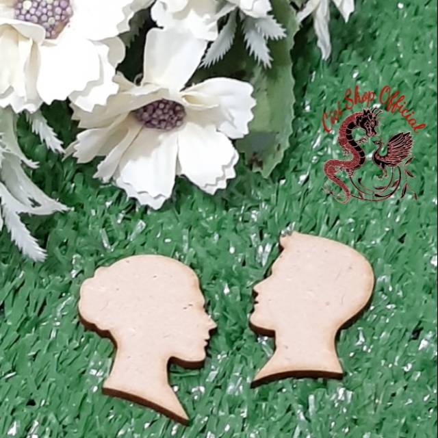 Siluet 4cm mdf polos / siluet wajah kayu/siluet kayu / siluet wajah