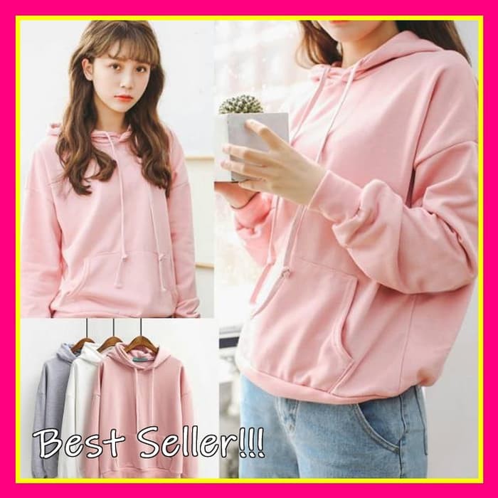 Sweater Exsis Hoodie Basic Pink Korea Jaket
