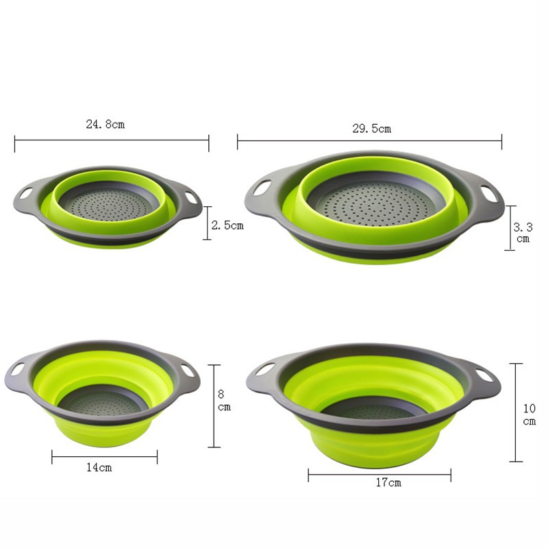 Baskom Lipat keranjang silicone Tempat Cuci Peniris Beras Buah Sayuran silicon