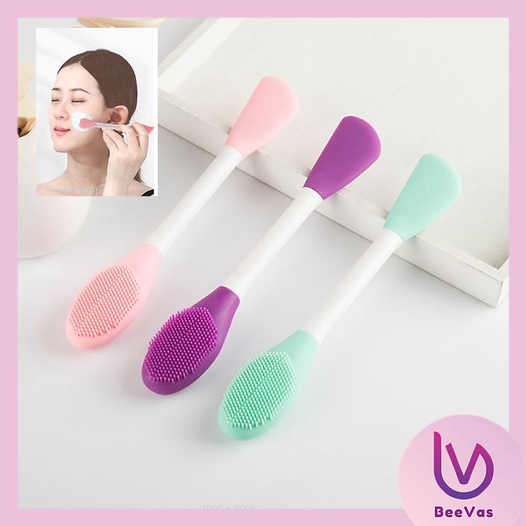 BV.ID KM329 KUAS MASKER SILIKON+SIKAT PEMBERSIH KOMEDO 2IN1 SILICONE BRUSH FACE MASK COD