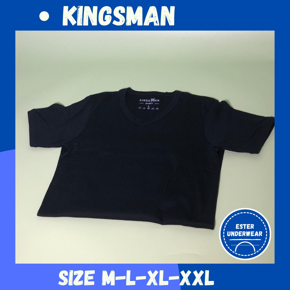 Kaos Oblong V-neck Kingsman SHV hitam Isi-1Pcs  Bahan Fine Cotton promo kaos murah