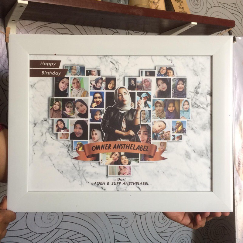 Frame foto mozaik 12R hadiah wisuda ultah pernikahan