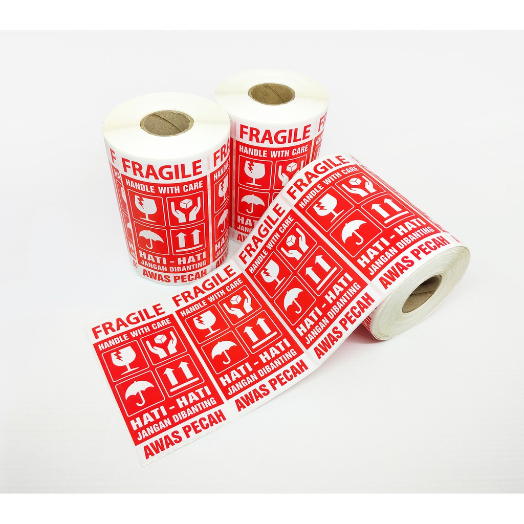 

HJK Stiker Label Fragile Handle With Care Sticker Hati-Hati Awas Pecah 9.5 x 5 Cm (1 Roll/ 500 pcs)