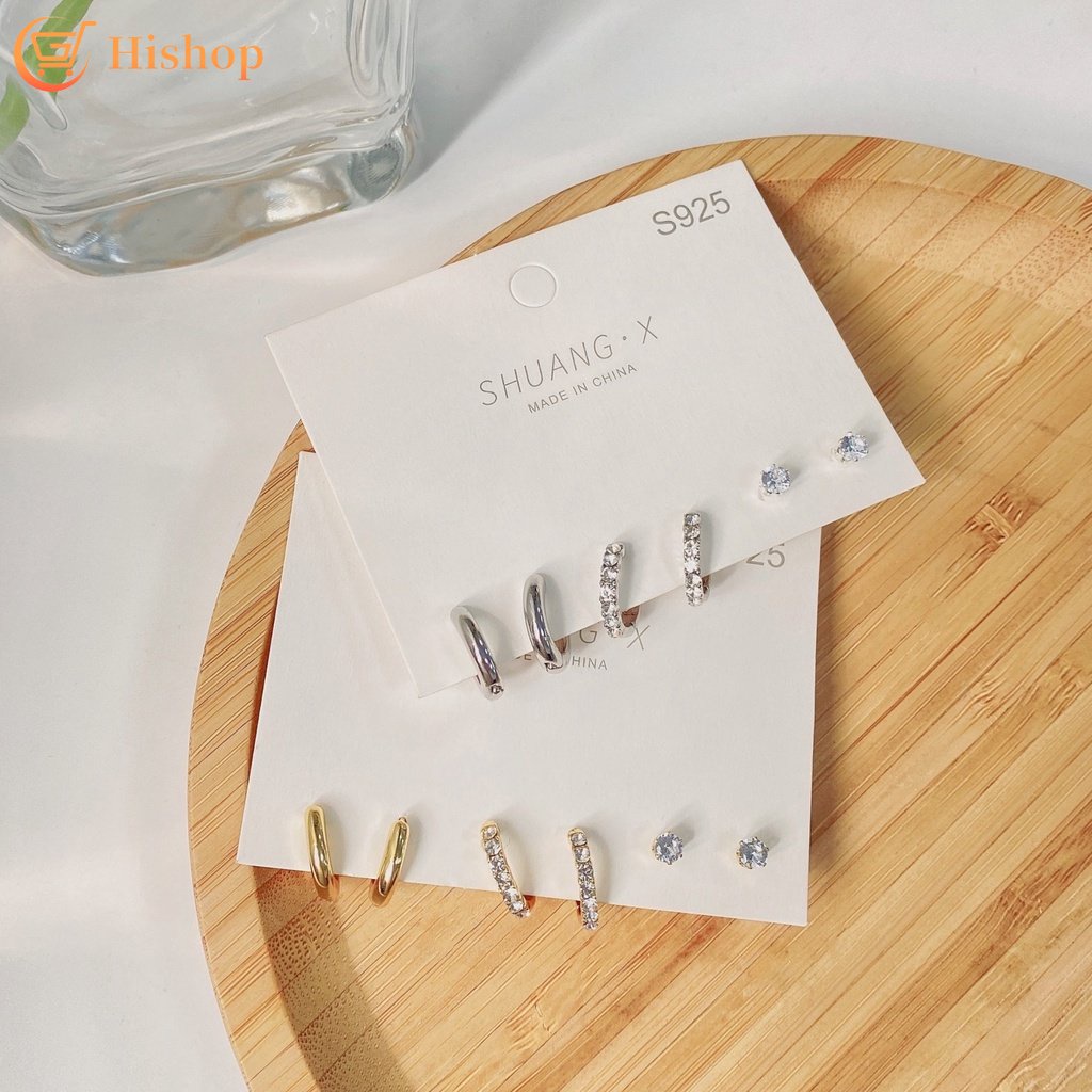 Anting Hoop Kristal Warna Emas Dan Silver Untuk Wanita