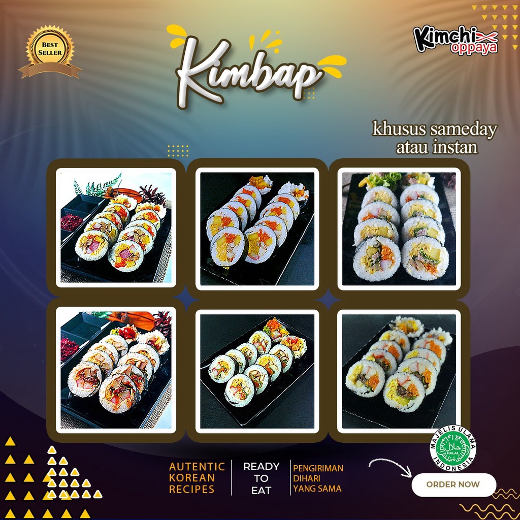 

Kimchi Oppaya - All Varian Kimbap Sushi Korea Enak Asli 10 Pcs Halal Sushi Kimbab Korea