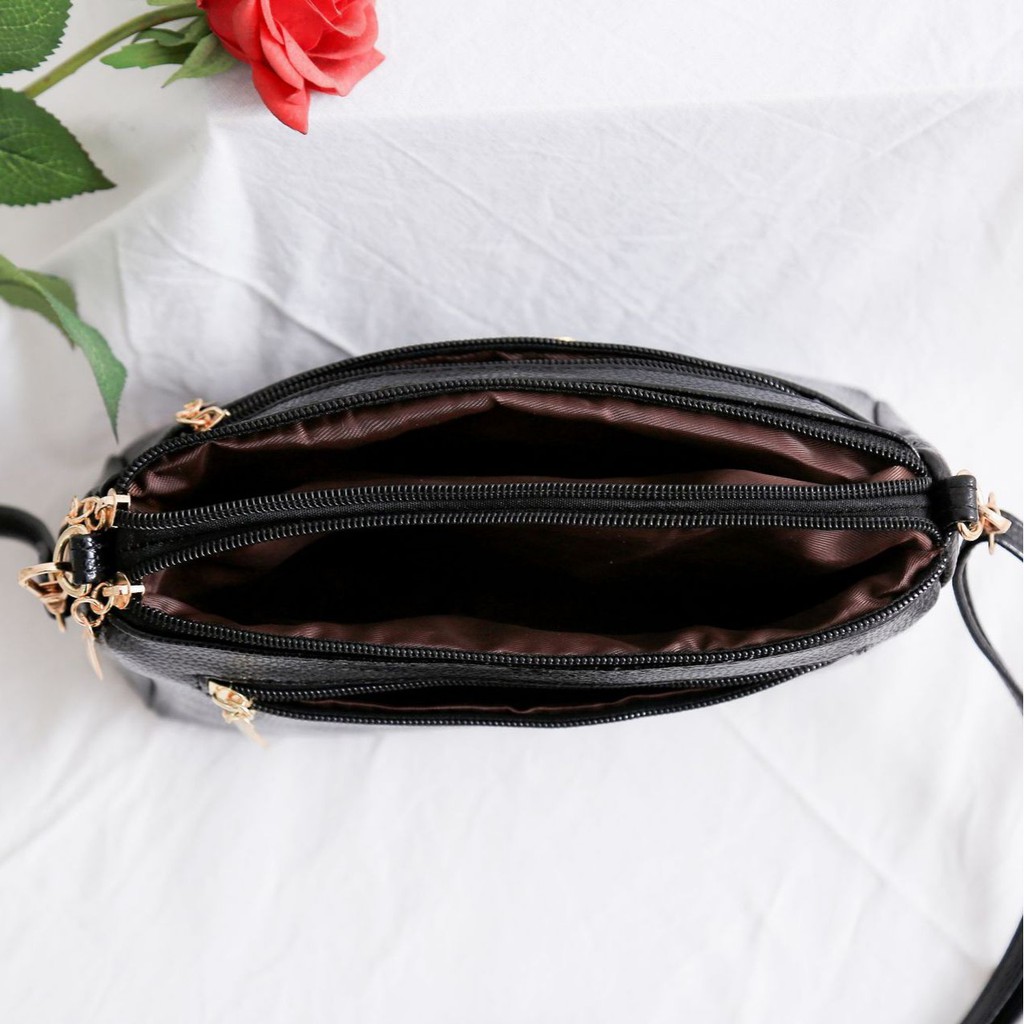 TAS WANITA SELEMPANG PESTA KULIT HITAM TA173B5 SHANDIA IMPORT KOREA PREMIUM SLING BAG FASHION BATAM