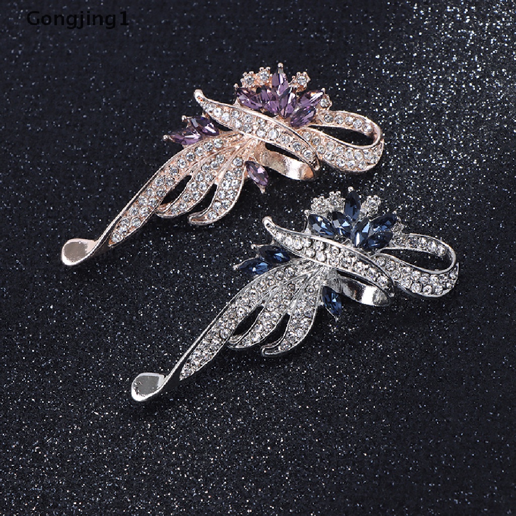 Gongjing1 1Pc Bros / Pin Fashion Elegan Aksen Kristal Untuk Aksesoris Pakaian Wanita / Hadiah