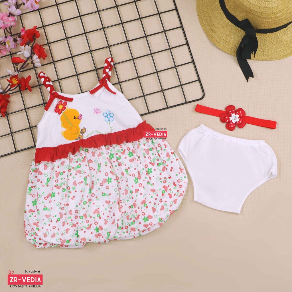 (Gratis Bando) Setelan Vierra Baby 0-12 Bulan / Dress Anak Perempuan Bayi New Born Baju Dres Set 0-6