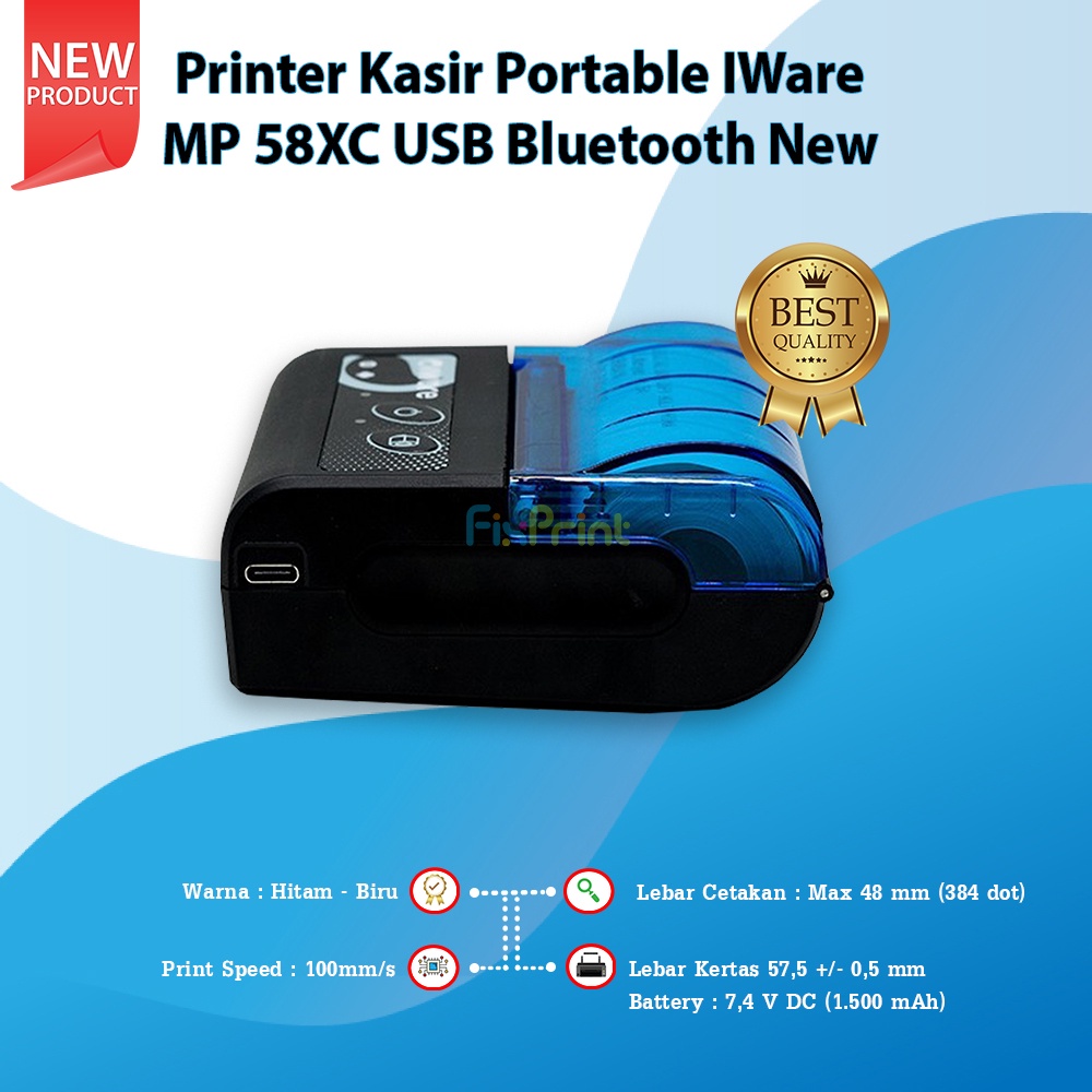 Printer Thermal Mobile MP-58X RPP02N New Printer Kasir Portable IWare MP 58XC USB Bluetooth