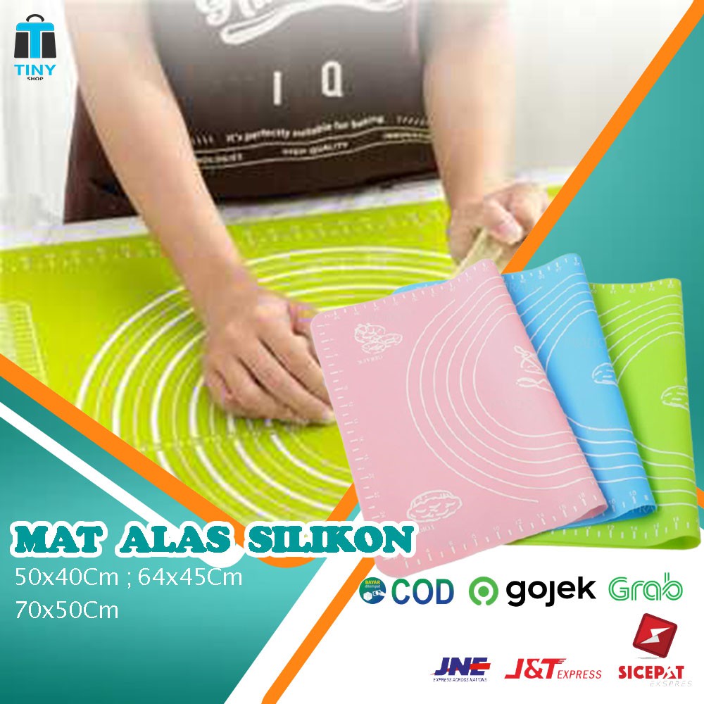 Mat Alas Adonan Kue Silikon Fondant Silicone Tahan Panas ANTI LENGKET bisa Dicuci BONUS Kuas Silicon