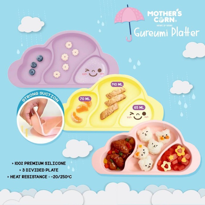 Mother's Corn Gureumi Platter 3 devide plate-Piring makan anak