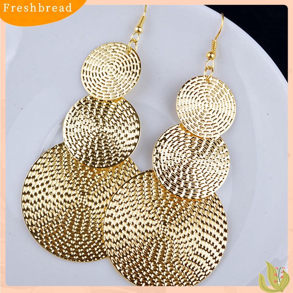 ? Fresh ? Anting Kait Gantung Panjang Wanita Elegan Multilayer Bentuk Bulat untuk Hadiah