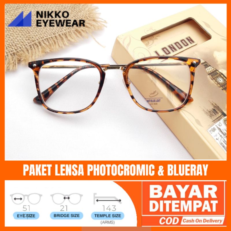 Paket Kacamata 6076 Lensa Antiradiasi Photocromic Blueray