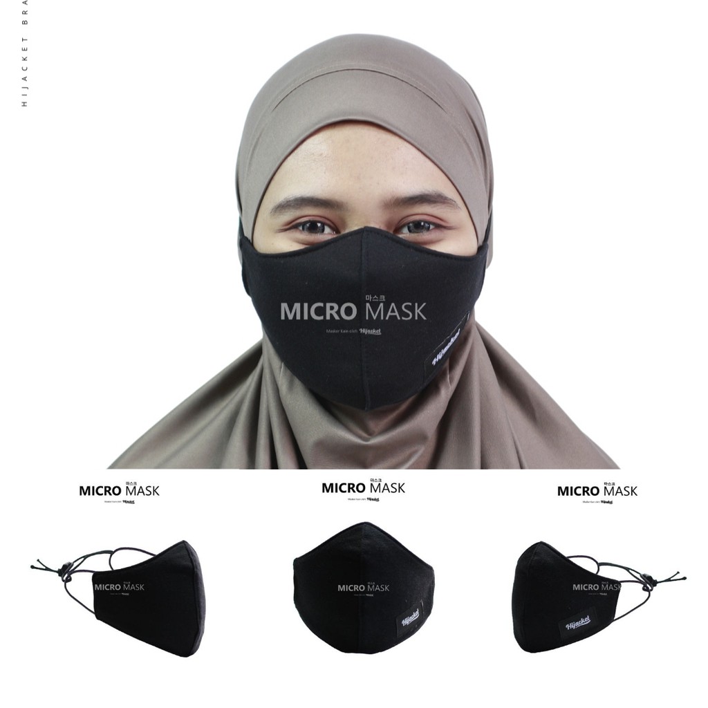 Masker Hijab Kain Polos / Masker Hijacket / Masker polos headloop-BLACK