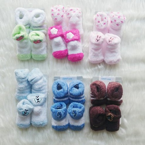 Catell love kaos kaki cowo&amp;cewe baby bulu lembut isi 2pasang  0-6 bulan jk 45