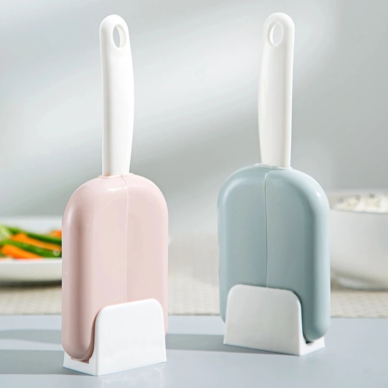 1PCS Portable Non-stick Creative Vertical Rice Spoon With Cover Automatic Opening And Closing Rice Spoon Holder For Kitchen Supplies