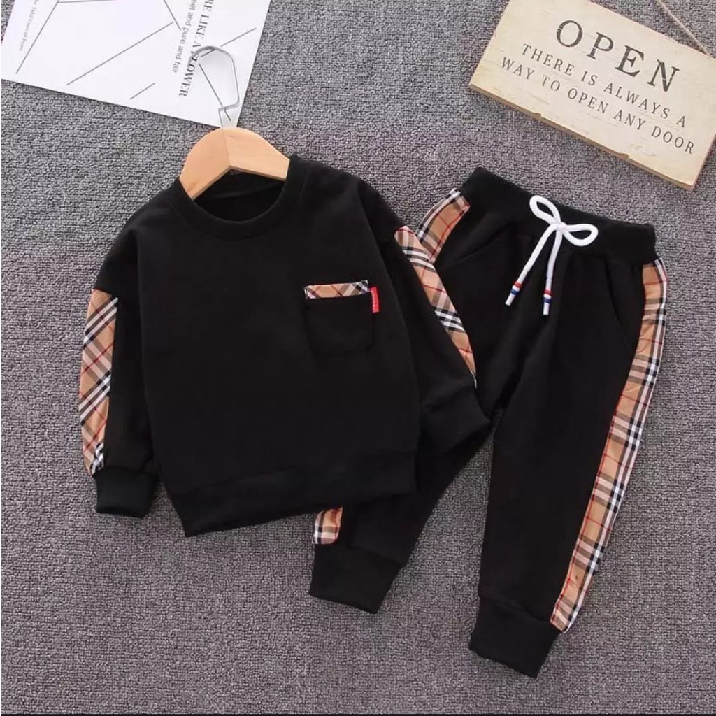 Setelan Sweater anak laki laki umur 3-4 Tahun Baju burberry anak laki laki baju anak laki laki setelan panjang