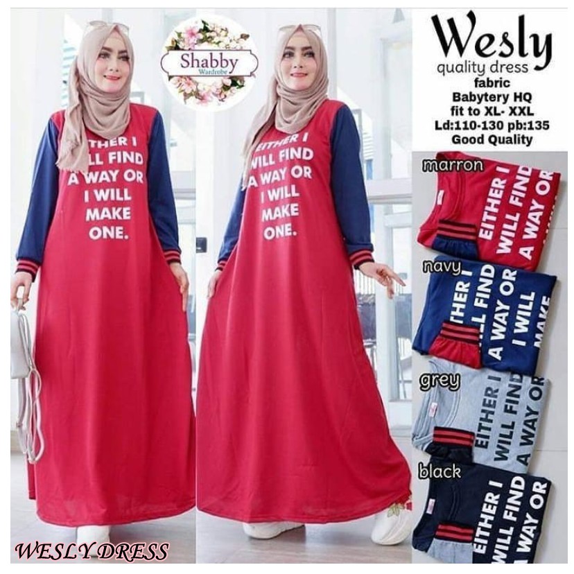 LIS - WESLY DRESS Gamis Babyterry Terbaru/ Babyterry Dress/ Gamis Babyterry Sahila