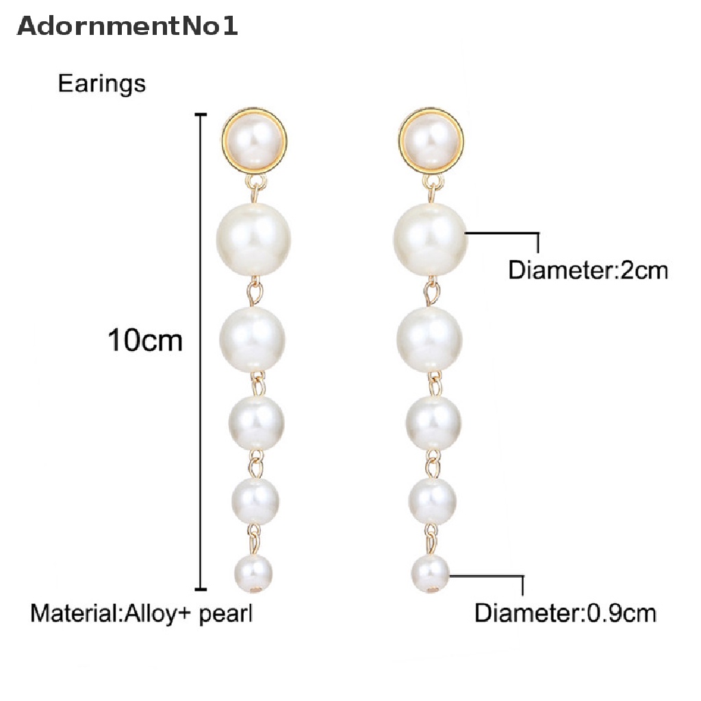 (AdornmentNo1) Anting Gantung Panjang Tusuk Motif Geometri Aksen Mutiara + Rumbai Untuk Perhiasan Wanita