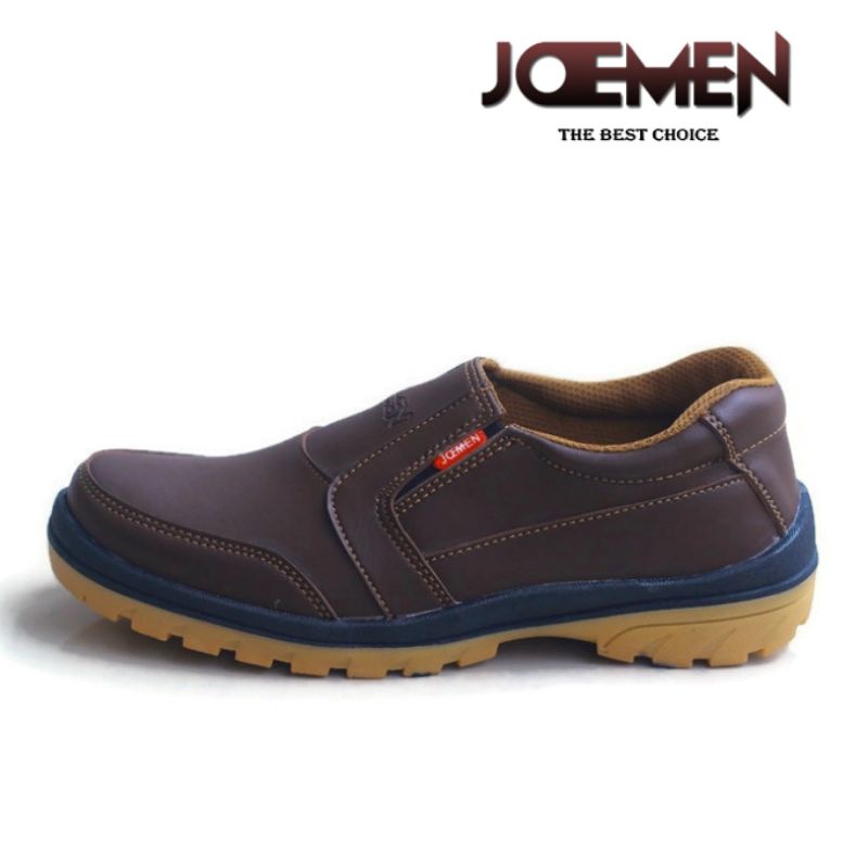 Sepatu Kulit Pria Joemen J 40 Original Import Sepatu Kerja Terbaru-Coklat Tua