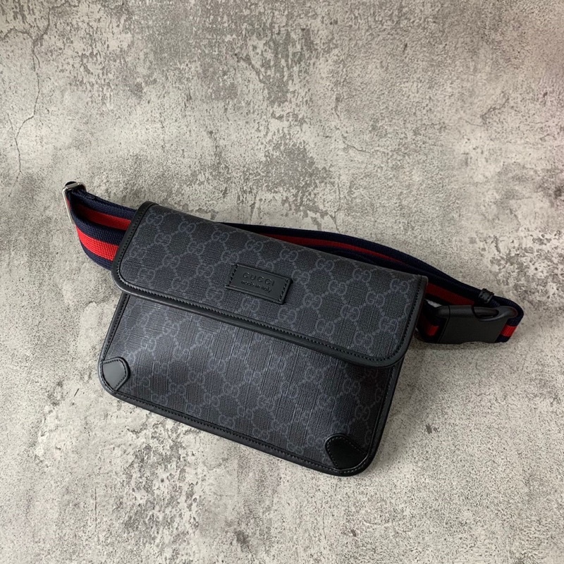 Gucci GG supreme slim belt bag in black/grey