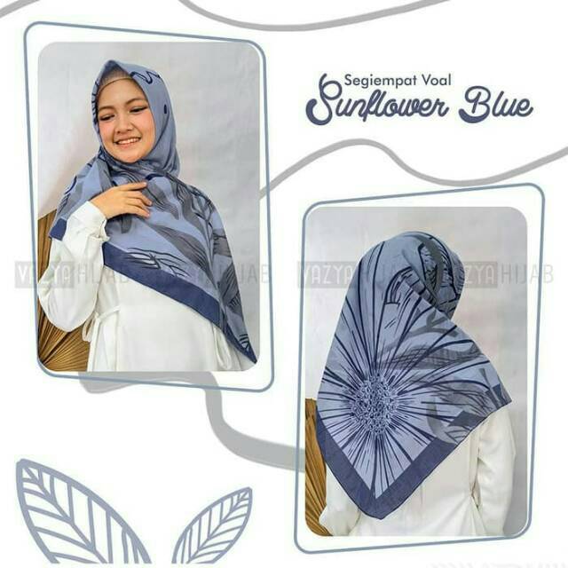 HIJAB Segiempat Voal Sunflower Blue