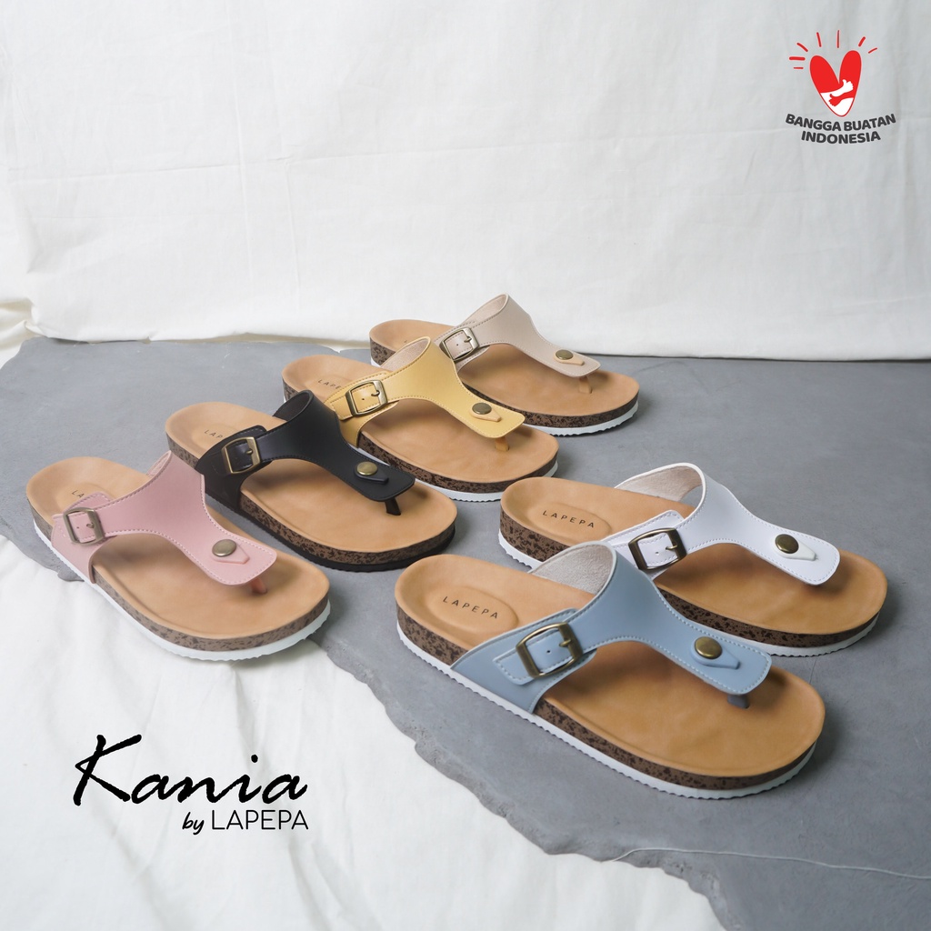 AVLINSTORE - tipe KANIA Sandal Wanita Casual Model Jepit Birken Sol Puyuh Sendal Cewek Kulit Santai Japit Gesper Empuk