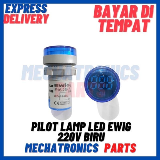 [DSP-9303] PILOT LAMP LED WITH HZ INDICATOR EWIG 22MM 220V BIRU