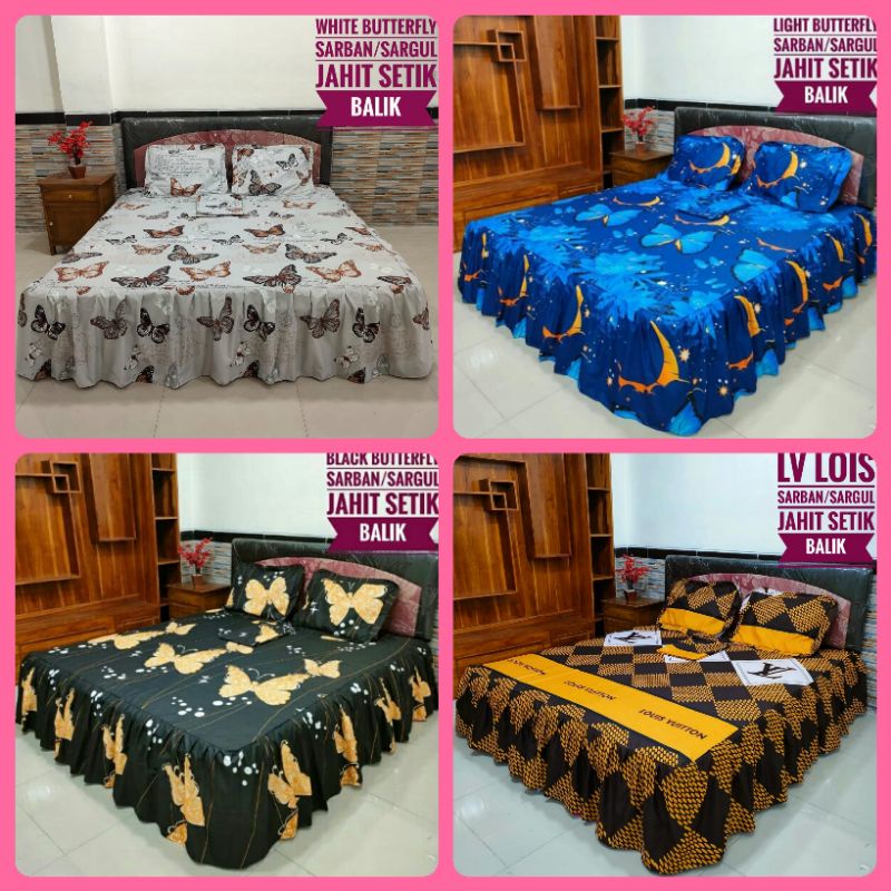 SPREI RUMBAI REMPEL SIZE 180x200 MOTIF BUTTERFLY LV DEWASA MURAH COD TERLARIS